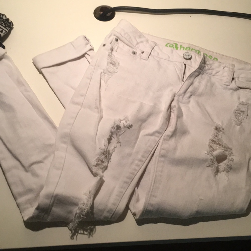 White ripped jeans